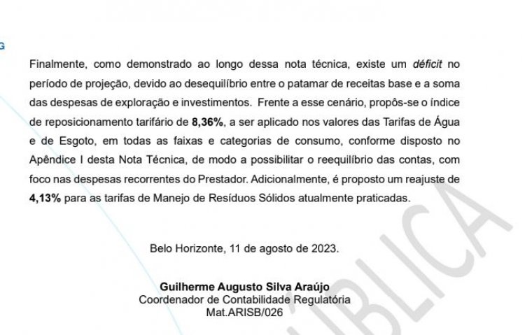 SAAE quer reajuste de 8% na conta de água e 4% na do lixo