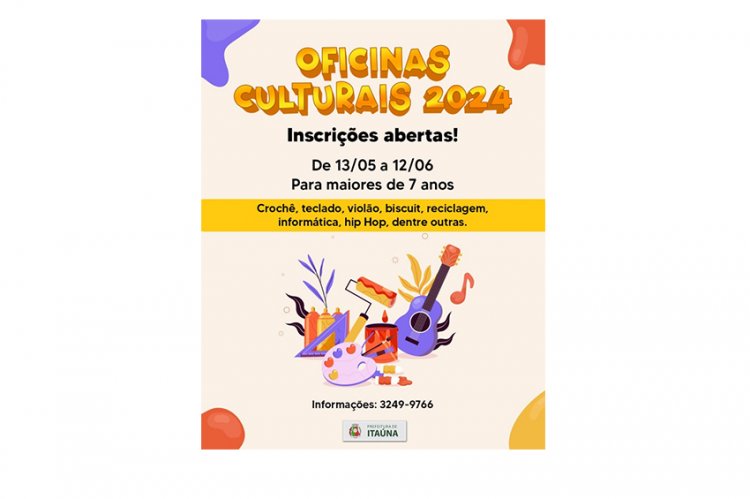 Inscrições para Oficinas Culturais vão até 12/06