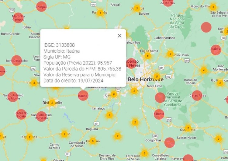 Segunda parcela do FPM destina R$ 800 mil a Itaúna