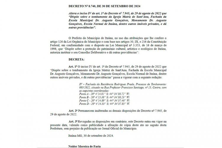 Prefeito decreta tombamento de casa da década de 30 no Centro