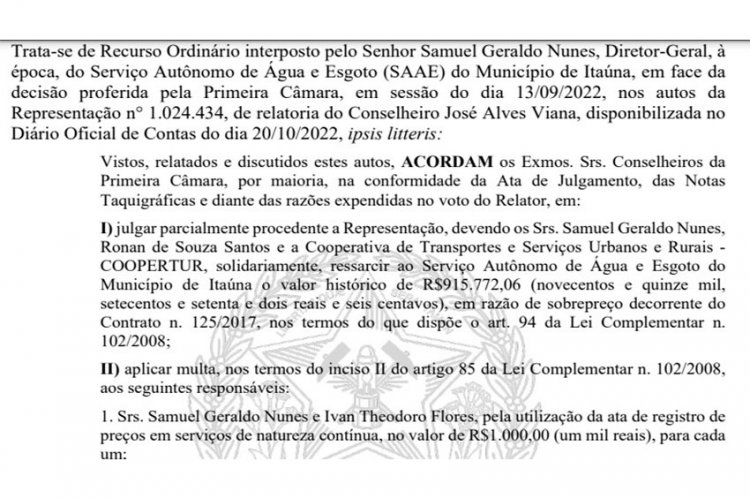 RESSARCIMENTO - Ex-diretor do SAAE e mais dois devem devolver dinheiro