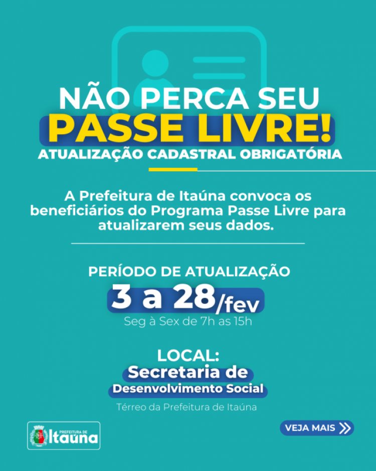 Beneficiários devem atualizar cadastro do Passe Livre