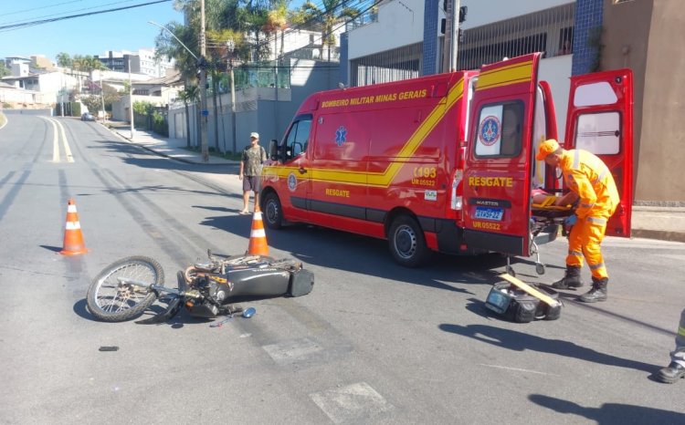 Motocicleta e carro colidem no Belvedere